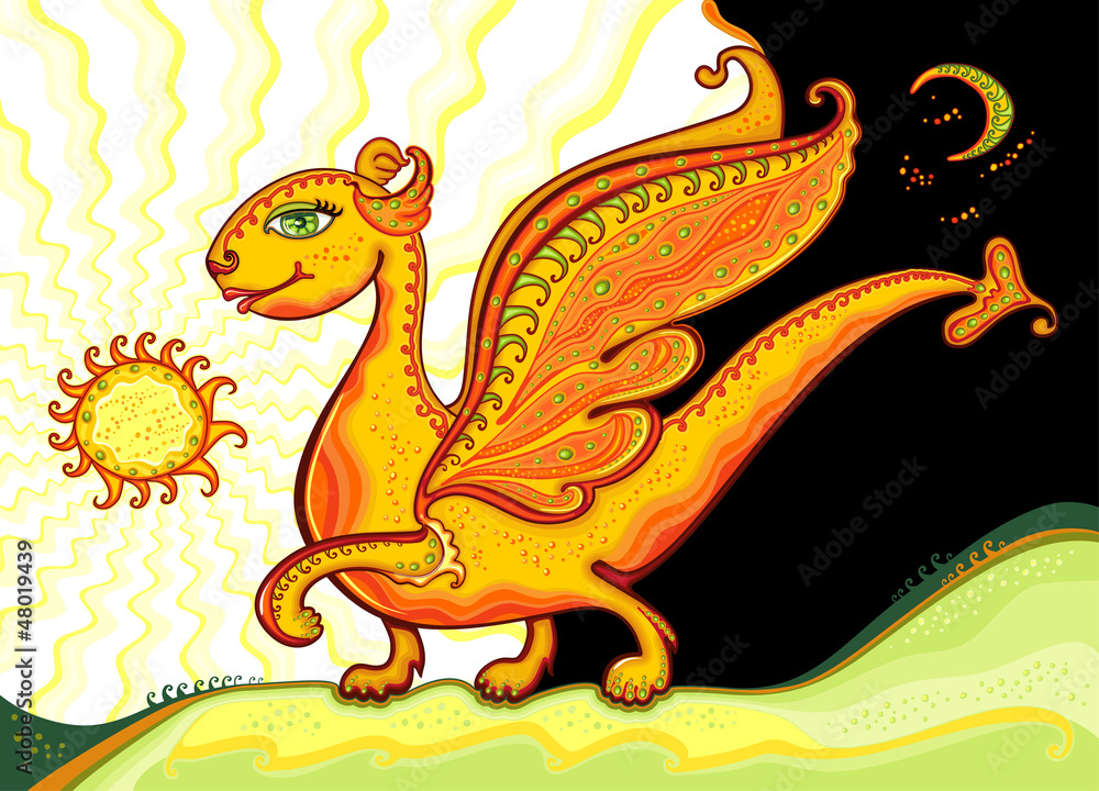 Obraz premium Happy Gold Dragon