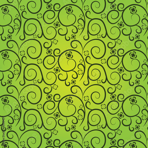 Vintage floral pattern on a green background