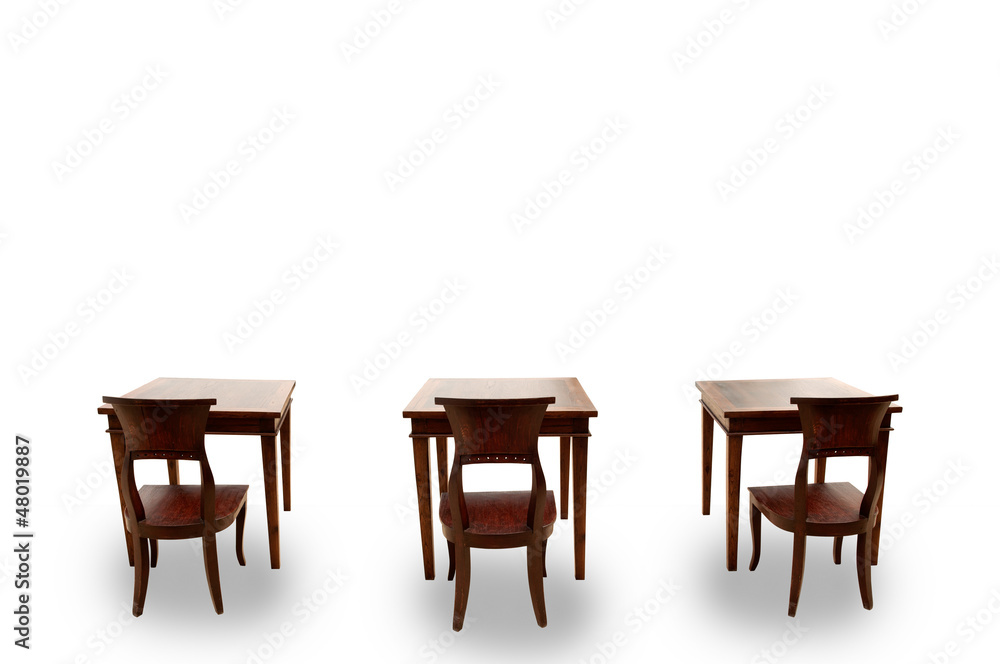 wooden chair and table isolated on white background wooden chair and table isolated on white background
