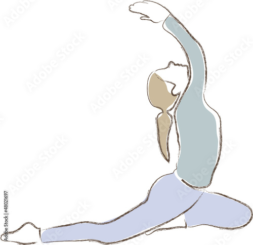 Tägliche Fitness zum selbermachen - Yoga, Pilates - einfache Übung für das Gleichgewicht und Dehnung - die Taube