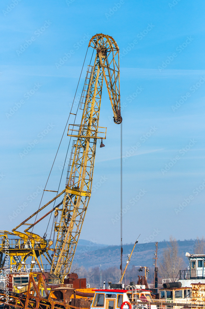 Industrial crane in the shipyard