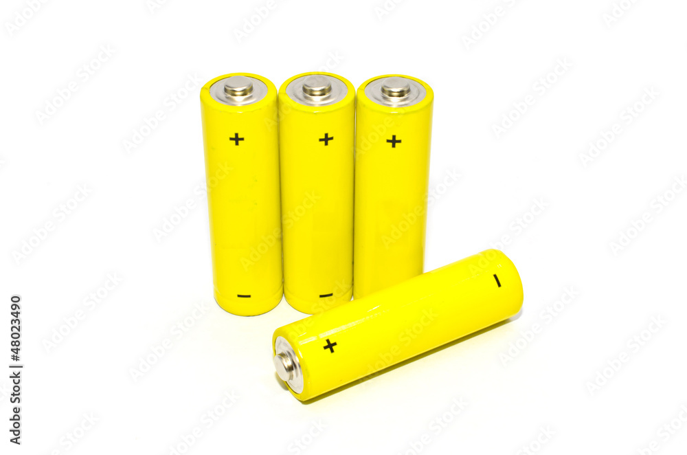 Yellow battery on white background , isolated Yellow battery on white background , isolated