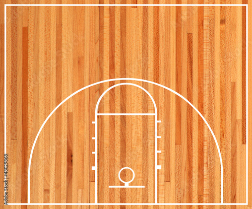 Basketball court floor plan on parquet background