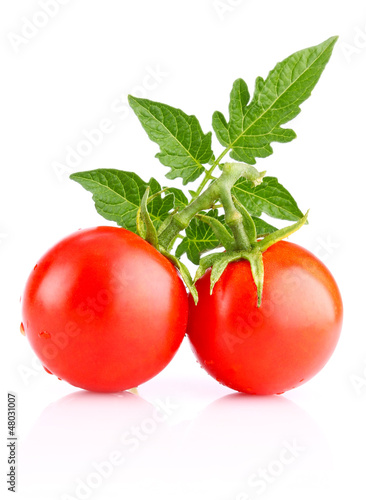 ripe tomatos with leaf
