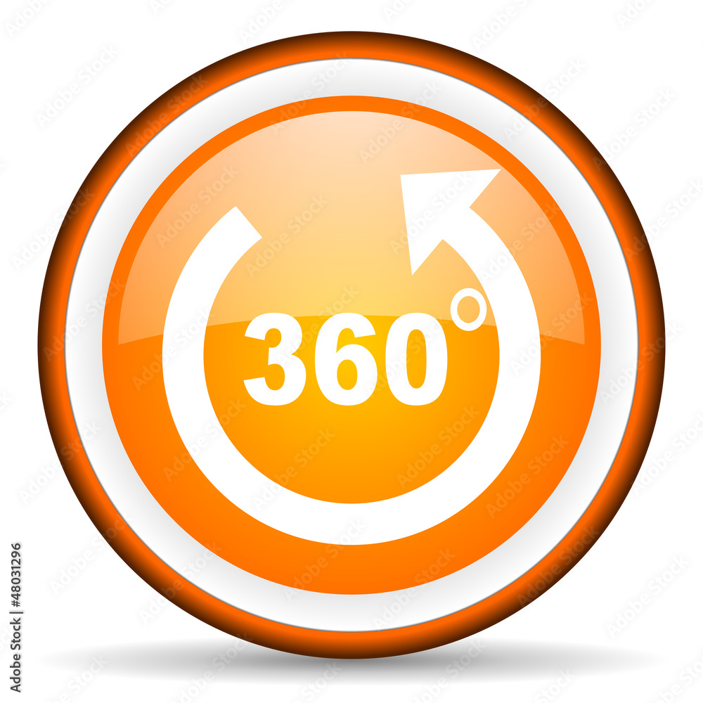 360 degrees panorama orange glossy icon on white background 360 degrees panorama orange glossy icon on white background
