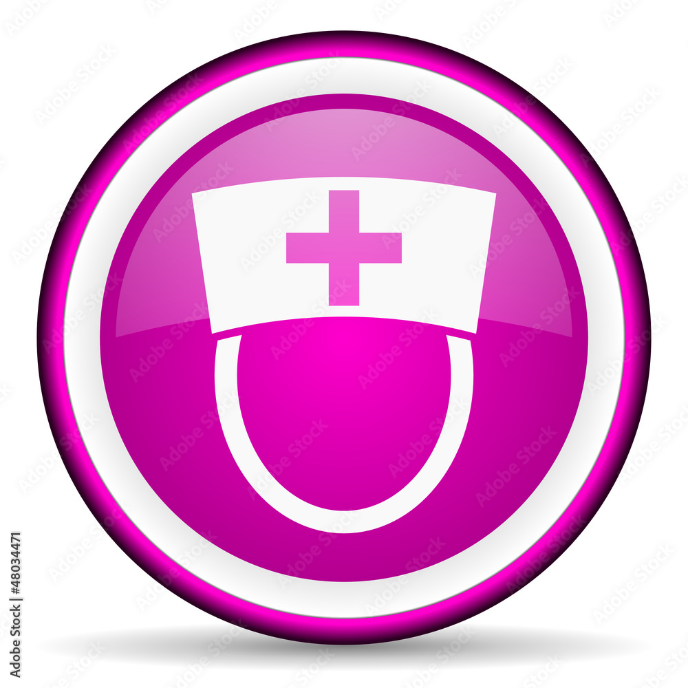 nurse violet glossy icon on white background nurse violet glossy icon on white background