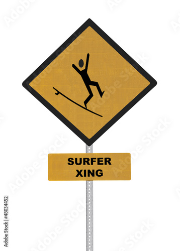 Surfer Crossing Caution Sign