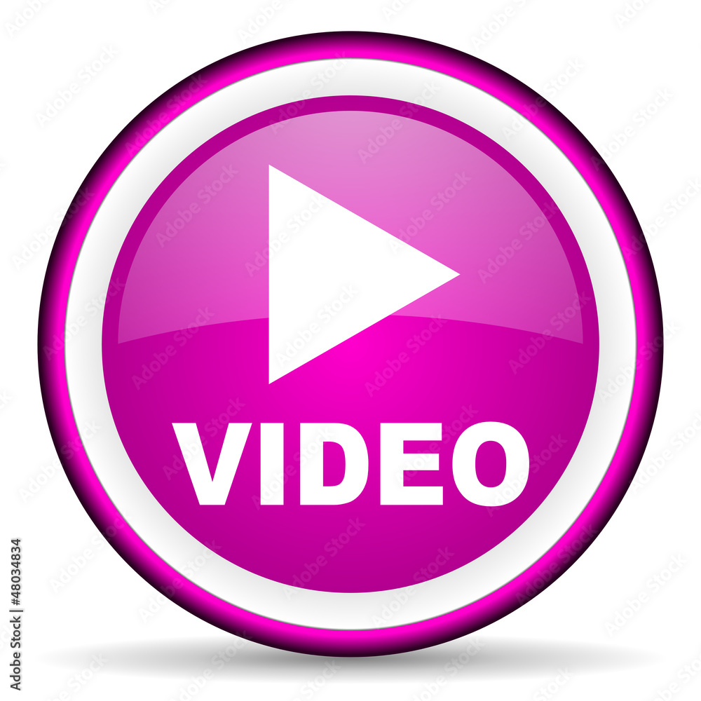 video violet glossy icon on white background video violet glossy icon on white background