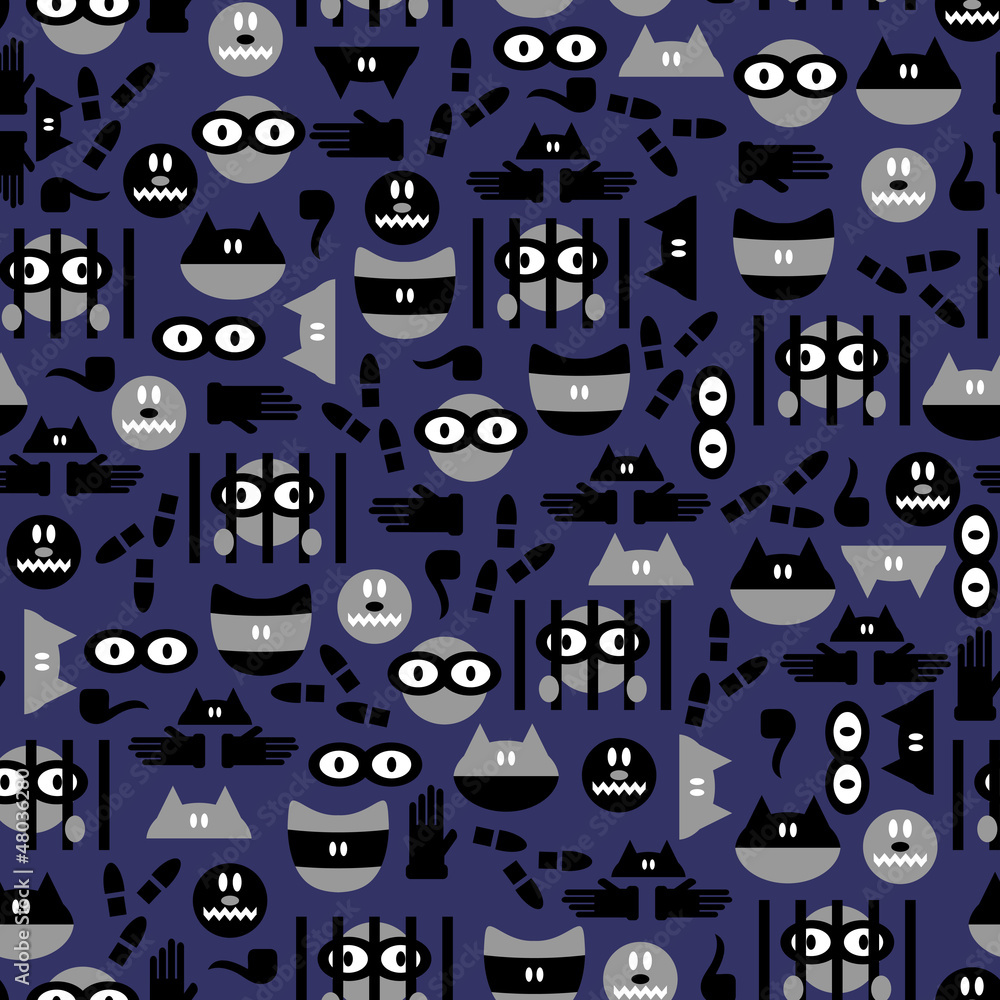 Funny seamless pattern with criminals Funny seamless pattern with criminals