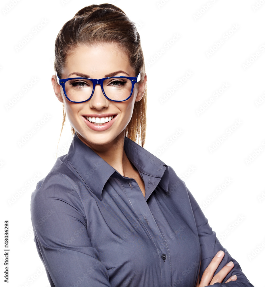 Cute young business woman with glasses