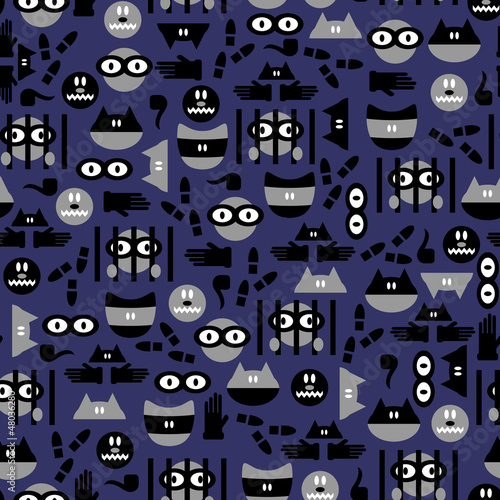 Funny seamless pattern with criminals