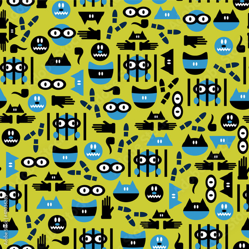 Funny seamless pattern with criminals