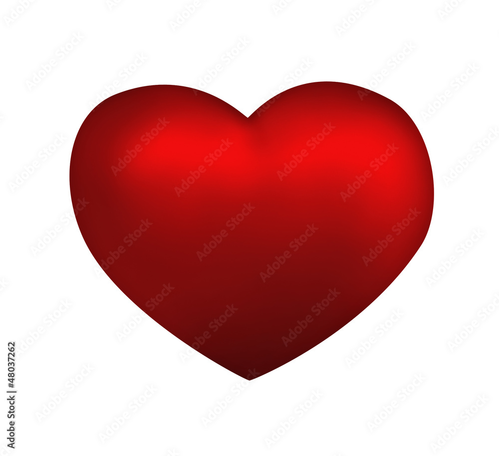 Red heart isolated on white background. Love concept illustratio