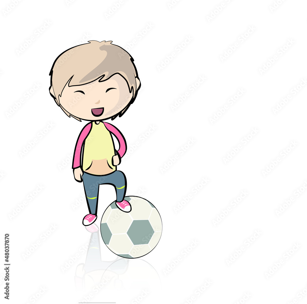 Child playing with a soccer ball. Vector illustration. Child playing with a soccer ball. Vector illustration.