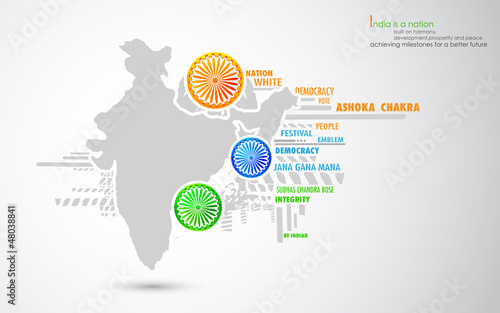 Indin Map with tricolor Wheel photo