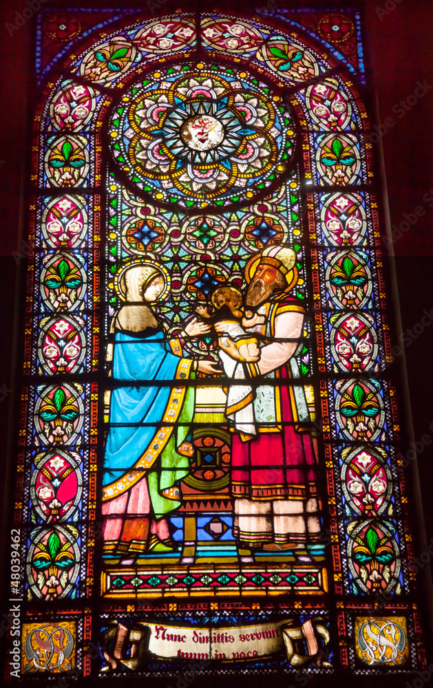 Stained Glass Baby Jesus Mary Monastery Montserrat