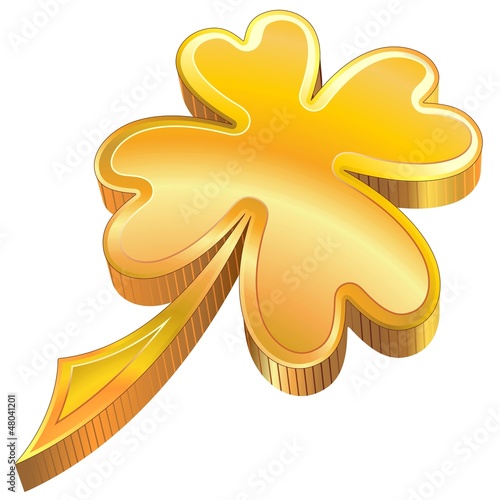 St Patrick Luck Golden Shamrock Symbol-Quadrifoglio Fortuna