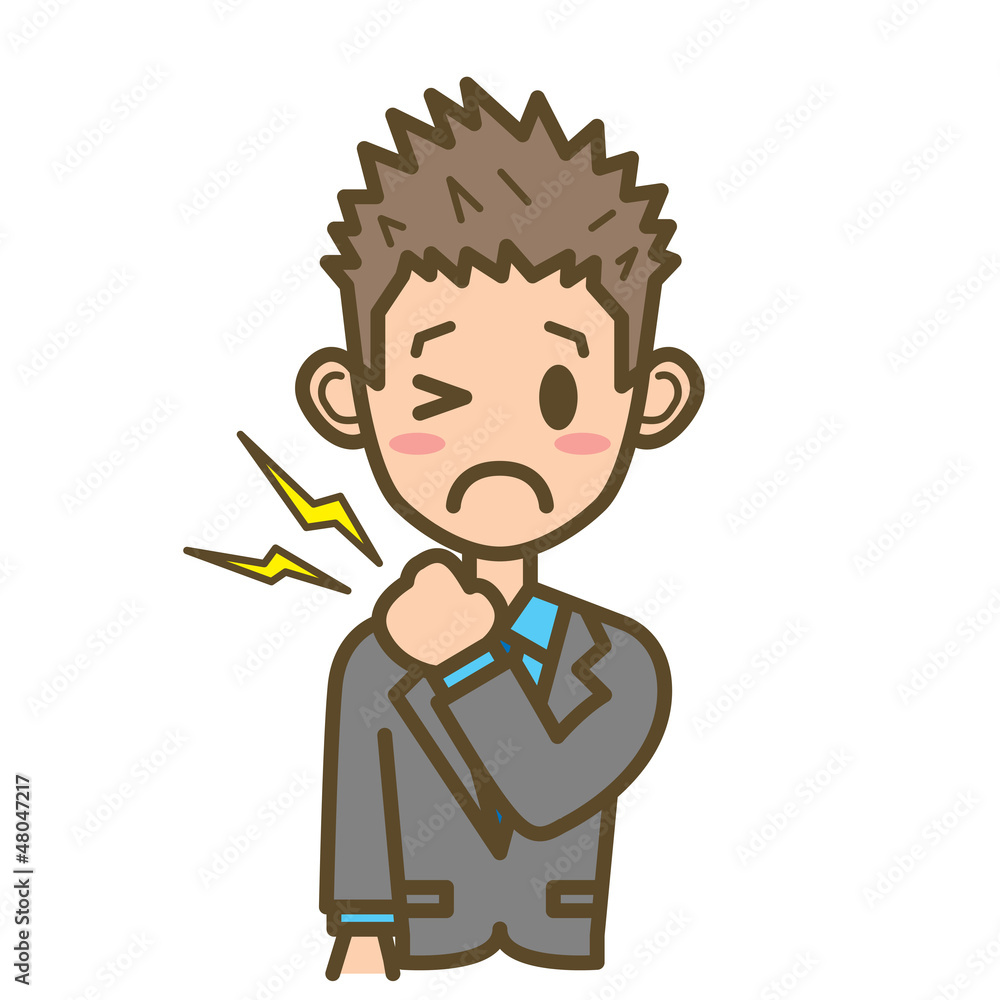 ビジネスマン　F01　上半身　肩こり