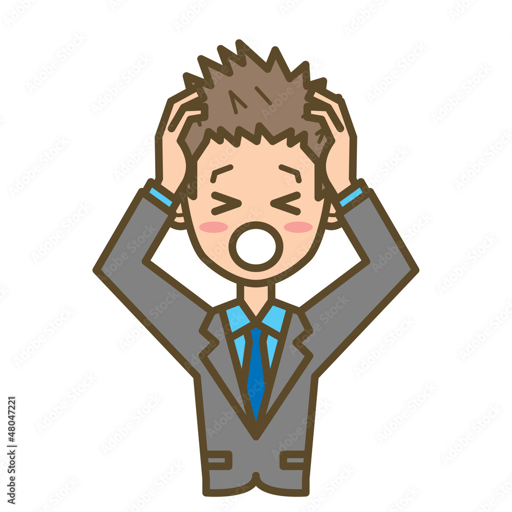 ビジネスマン　F01　上半身　パニック