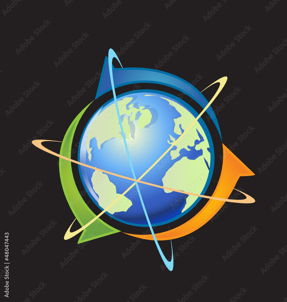 World with arrows business connection vector
