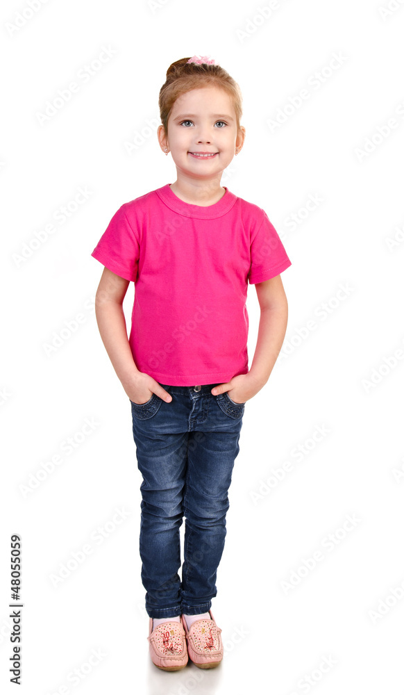 Cute little girl in jeans and t-shirt isolated Cute little girl in jeans and t-shirt isolated