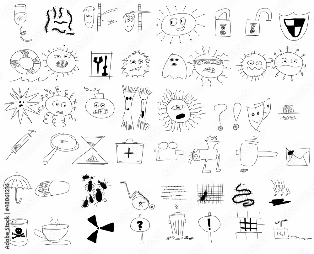 Plakat hand draw doodle web security icons
