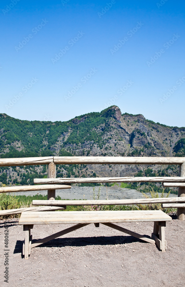 Bench in front Vesuvius crater