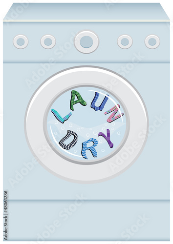 The Word Laundry In Washing Machine.