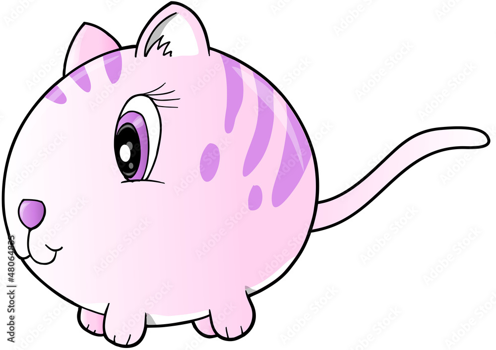 Cute Fat Kitten Cat Vector