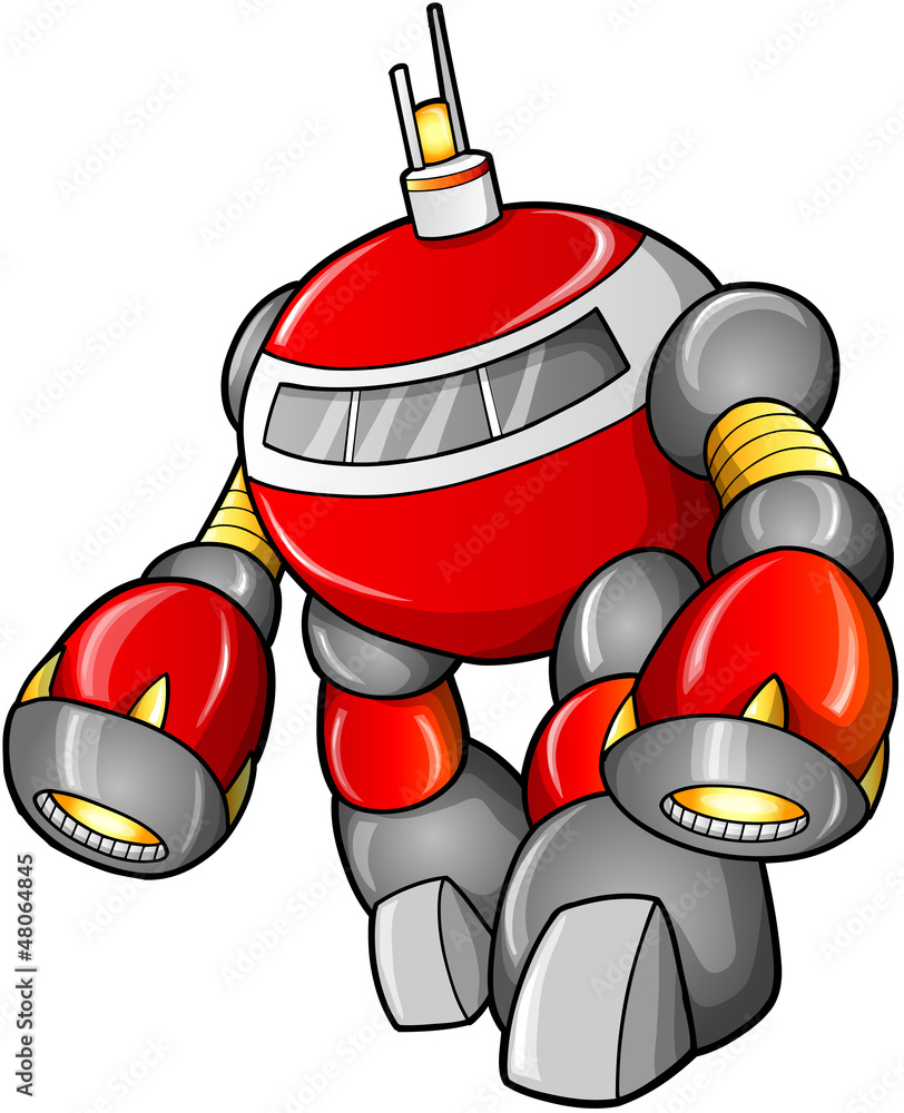 Naklejka premium Massive Warrior Robot Cyborg Soldier Vector
