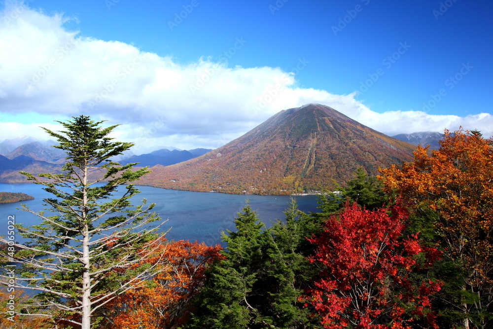Mt. Nantai and Lake Chuzenji in Nikko, Japan