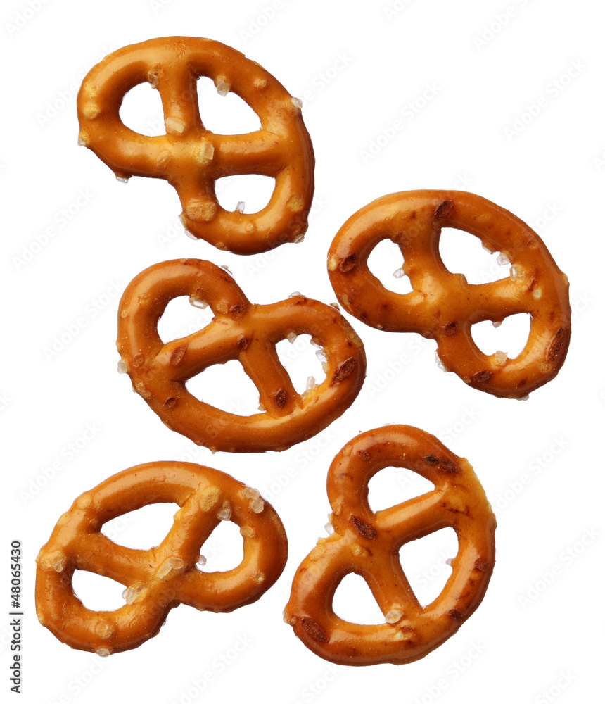 Pretzels isolated on white background, close-up Pretzels isolated on white background, close-up