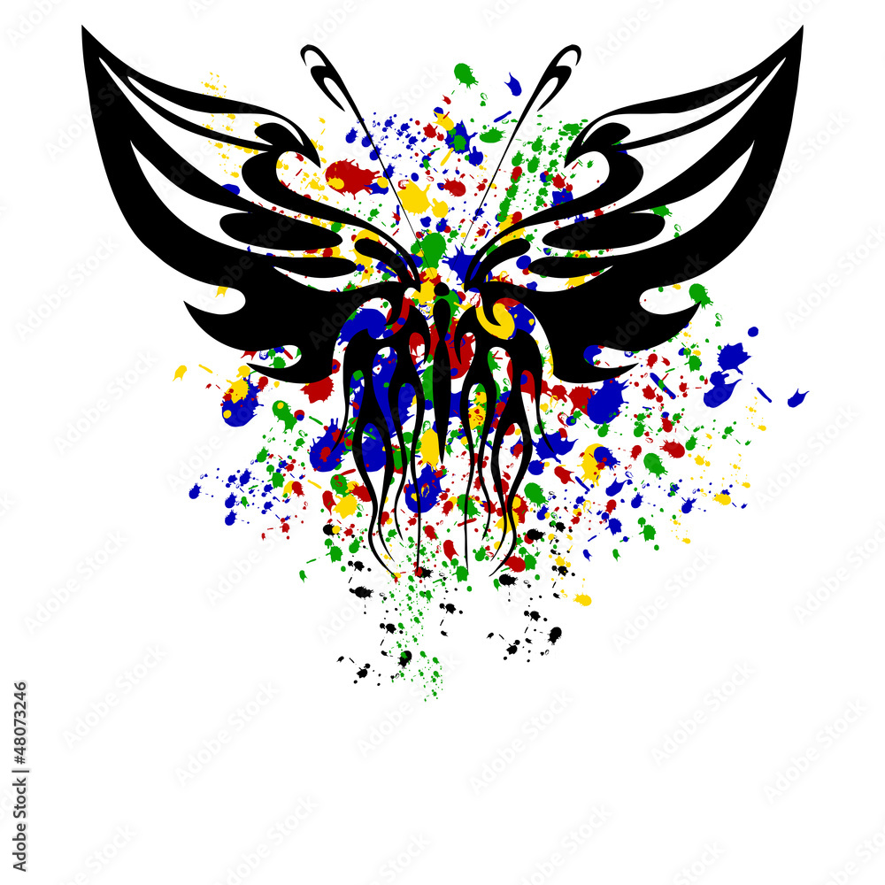 Fototapeta premium Decorative butterfly with bright spots. Vector illustration.