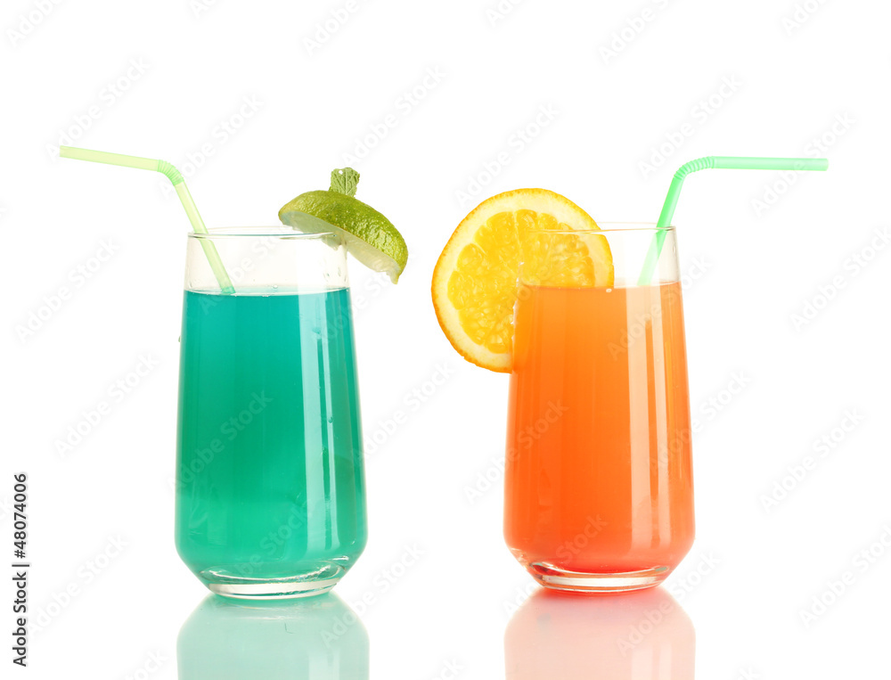 Two cocktails isolated on white Two cocktails isolated on white