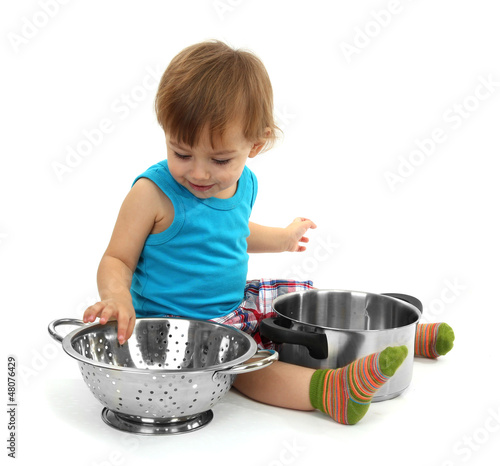 cute little boy with kitche...