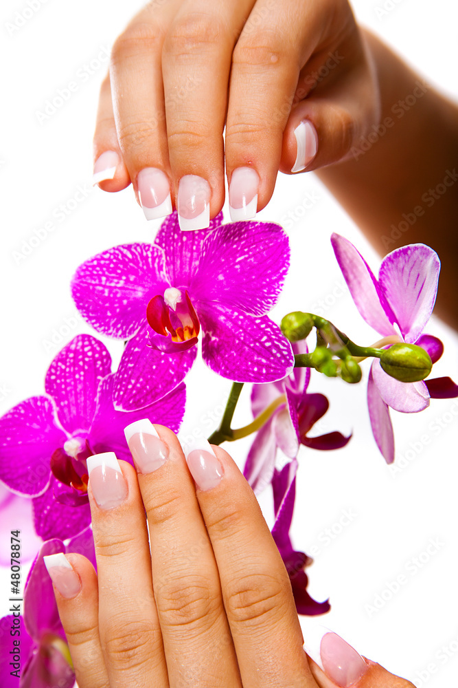 Woman's french manicure and pedicure Woman's french manicure and pedicure