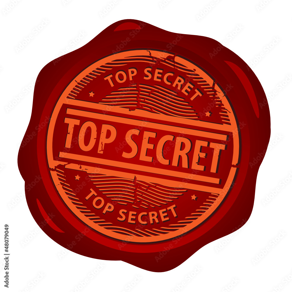 Wax seal with text Top Secret inside, vector illustration Wax seal with text Top Secret inside, vector illustration