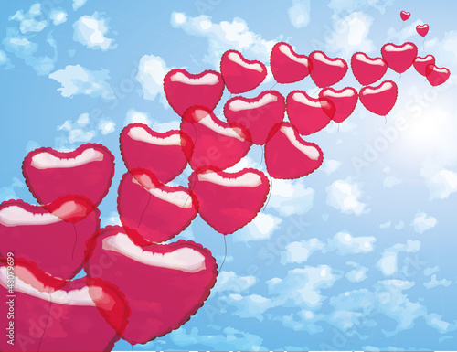 Herz Luftballons im Himmel