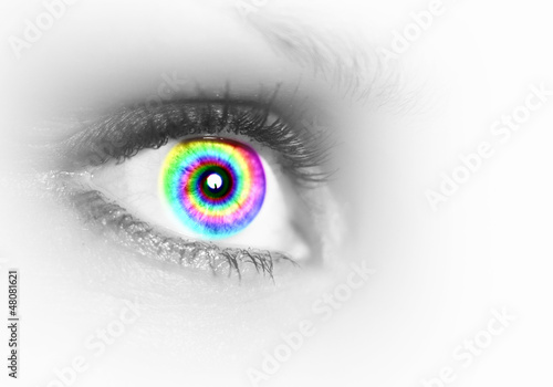 Human eye on grey background