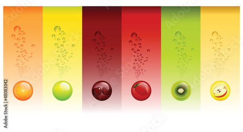 Orange, Lemon, Cherry, Strawberry, Kiwi and Apple Juice