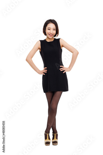 Yong pretty Asian business woman isolated on white background. 