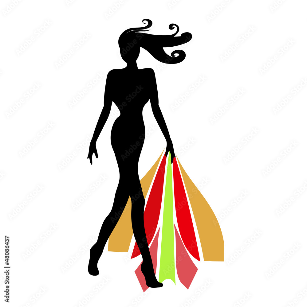 Silhouette female mannequin and black iron hanger Silhouette female mannequin and black iron hanger