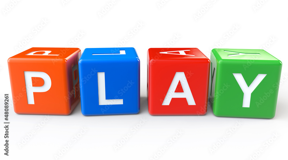 Toy Blocks with Play Sign