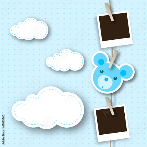 Baby boy photo frame with bear