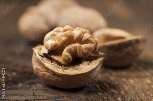 walnuts on a wooden texture
