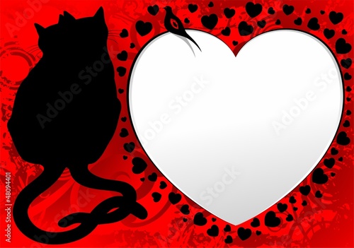 Cats in Love Heart Valentine Card-Gatti San Valentino Auguri