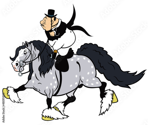 cartoon rider on heavy horse