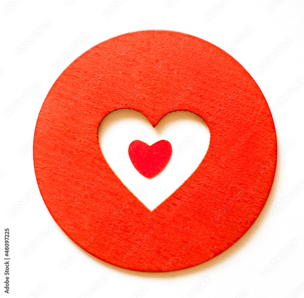red paper hearth inside a wooden red heart red paper hearth inside a wooden red heart