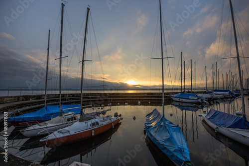 Sunrise and Sailboats