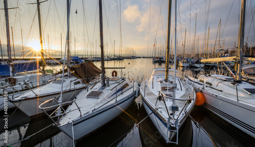 Sunrise and Sailboats